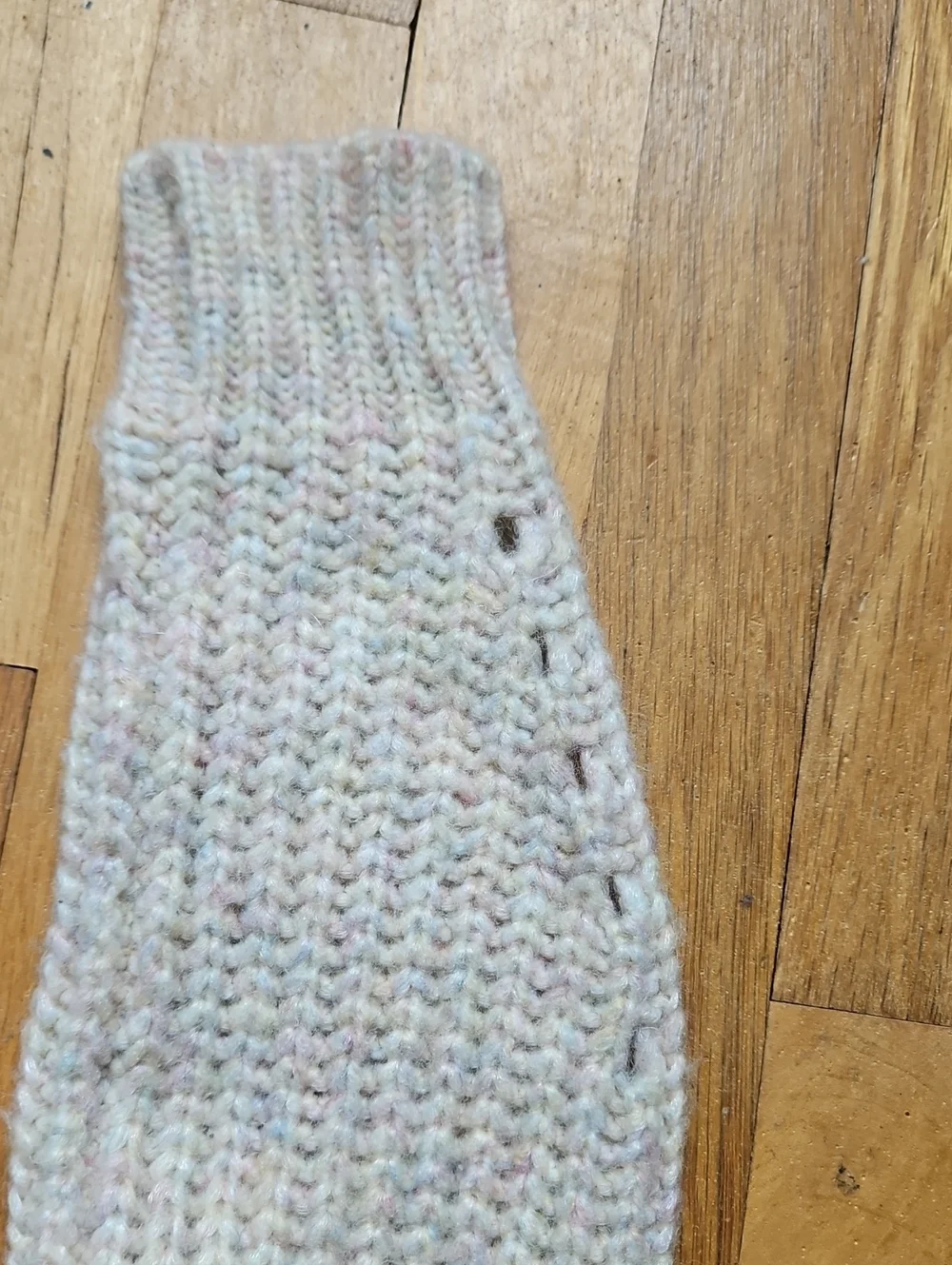 J. Crew Cream Wool Alpaca Wide Button High Neck Mottled Green And Pink Sweater